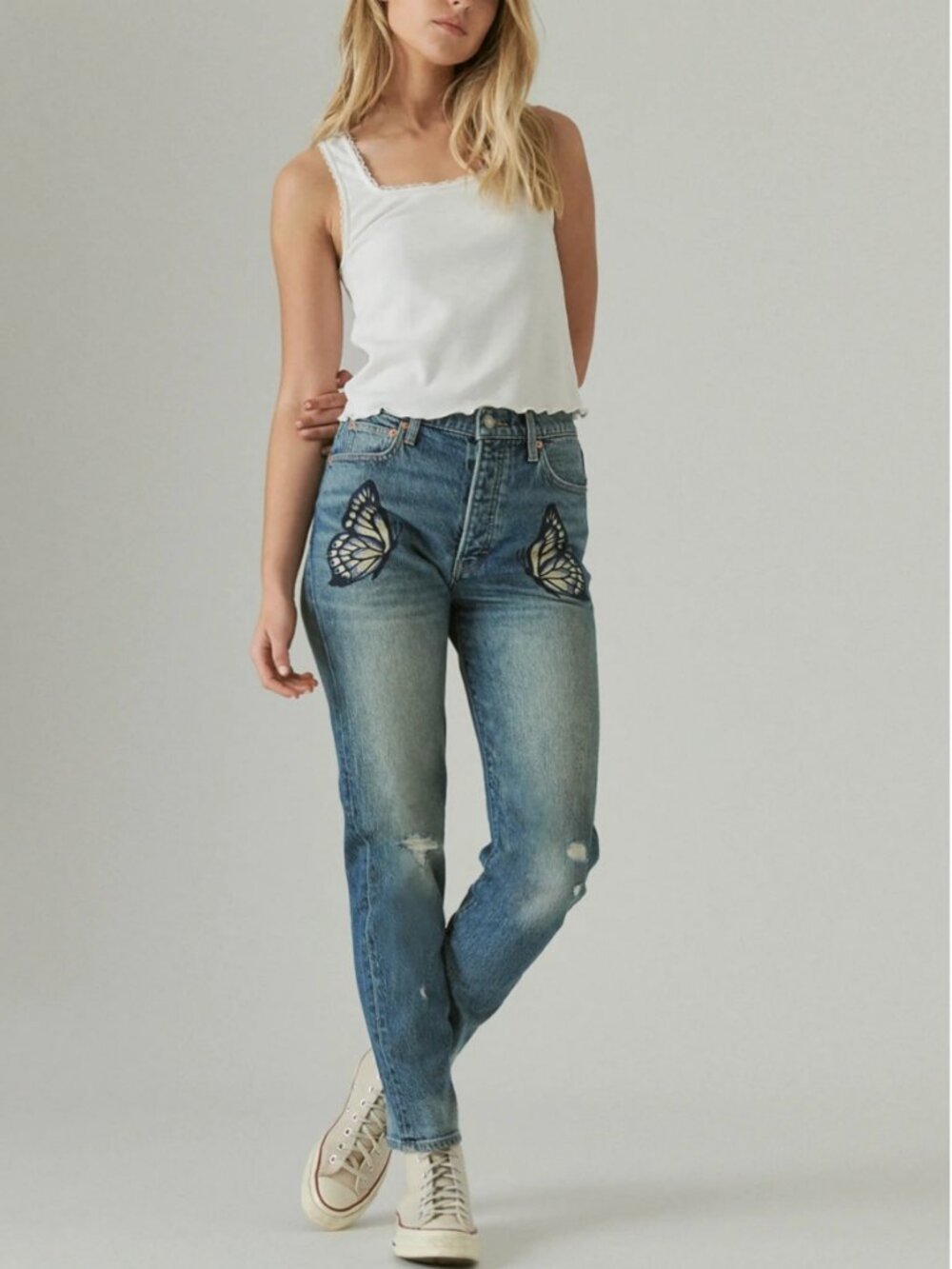 Lucky Brand Jeans High Rise Drew Mom Jean Butterfly Womens 8 | 29L